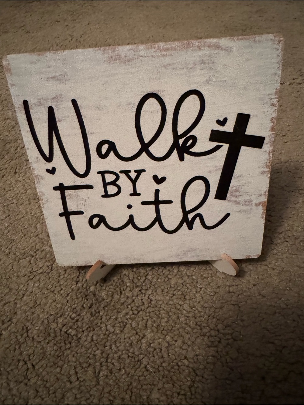 Walk by Faith Sign - White and Black